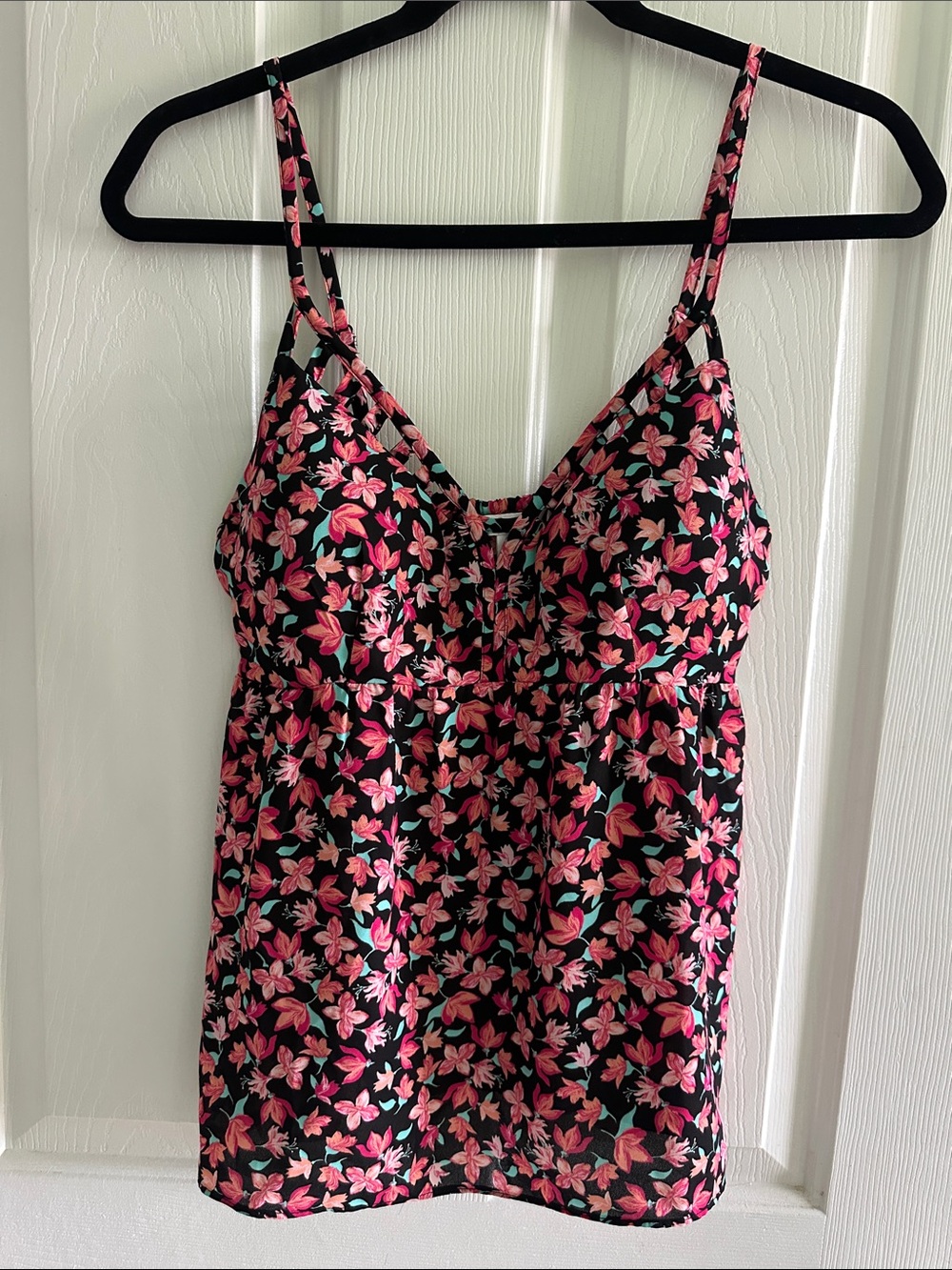 Candie's Black Cami with Pink Floral Print